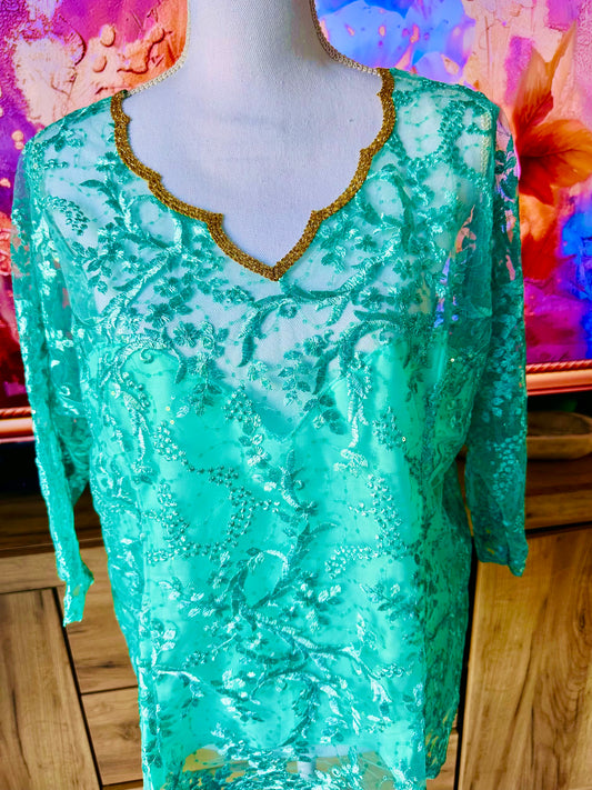 Body en dentelle Bleu Turquoise
